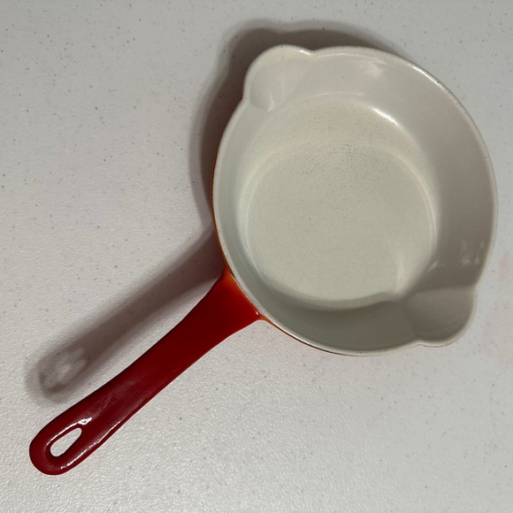 Descoware Belgium Vintage Flame Orange Enamel Cast Iron Oven Safe Skillet 7" - Picture 1 of 5